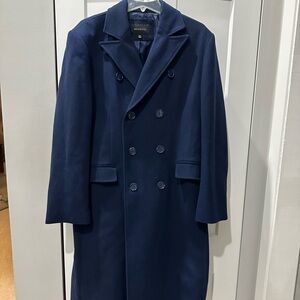 Braveman Men's Classic Navy Longer Length Wool Coat